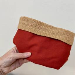 Rust Burlap Plant Pot Cover - Reversible Jute Basket, Australian Made - thumbnail 4