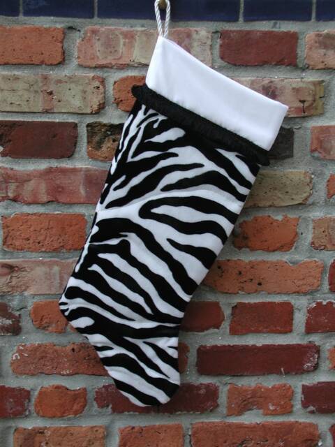 Zebra Stocking, Christmas Zebra, Home Decor, Get Well Gift, Animal Print Hanging Stocking - image 1