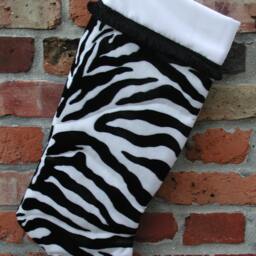 Zebra Stocking, Christmas Zebra, Home Decor, Get Well Gift, Animal Print Hanging Stocking - thumbnail 2