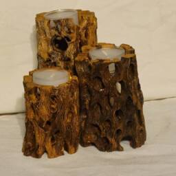 Southwest Cholla Cactus Triple Tea Light Holder - thumbnail 2
