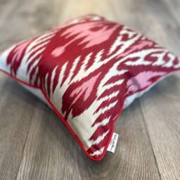 Silk Ikat Pillow Cover Heart Red - Statement Cushion For Home Decor - thumbnail 3