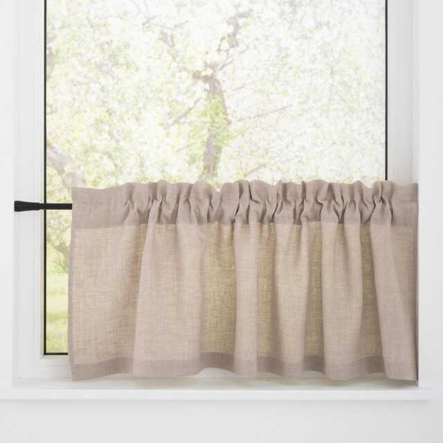 Natural Linen Cafe Curtains Whit Header For Closet Cover, Rod Pocket Semi Sheer Sliding Door Drapery, Light Filtering Small Window - image 1