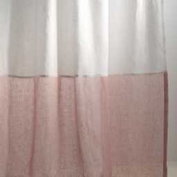 White Linen Curtain Panel, Tab Top, Rosa Bottom, Custom Drapery - thumbnail 2