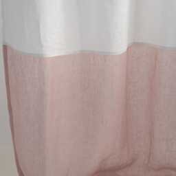 White Linen Curtain Panel, Tab Top, Rosa Bottom, Custom Drapery - thumbnail 3