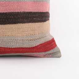 Vintage Turkish Kilim Pillow Cover, Handwoven Wool, 16x16 - thumbnail 2