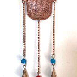 Brass Hand Of Fatima/Hamsa - Small - Brass Wind Chime Boho Decor Wall - thumbnail 3