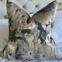 Clarke & Tessere Nero Luxurious Metallic Cushion Cover, Pillow Black - Gold, Designer Fabric High Quality Worldwide Shipping - thumbnail 2