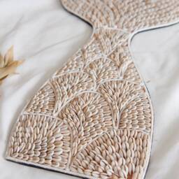 Sea Shell Tail Wall Decor, Coastal Nursery Art, Boho Baby Room Decoration, Beach Theme Playroom, Natural Wicker Kid Toys - thumbnail 3