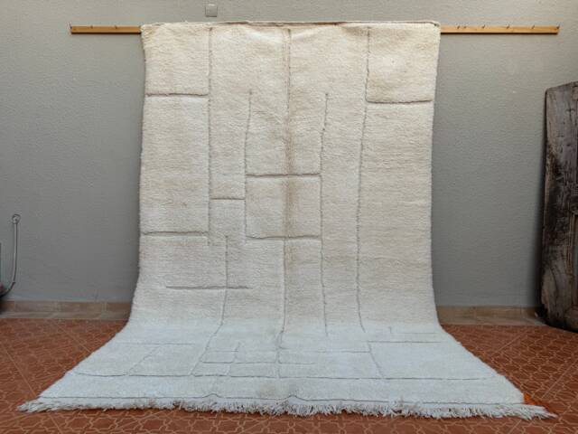 Handmade Beni Ourain Wool Rug Moroccan Berber Decor 6.6x10 Ft - image 1