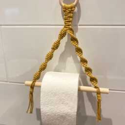Mustard Toilet Roll Holder Wall Mounted, Yellow Boho Bathroom Decor Girls Accessories, Neutral Home - thumbnail 4