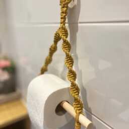 Mustard Toilet Roll Holder Wall Mounted, Yellow Boho Bathroom Decor Girls Accessories, Neutral Home - thumbnail 2