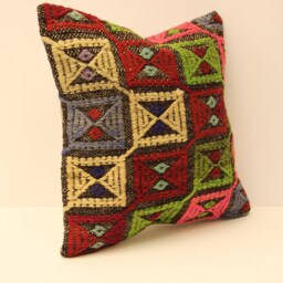 Kilim Pillow Cover 16x16 in 40x40 cm Throw Pillows Decorative Boho Home Decor Ethnic Pillow Cushion 4Kf-151 - thumbnail 2