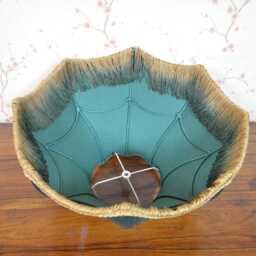 Green Silk Lampshade Scallop Dome With Ombre Fringe, Gold Trim - thumbnail 3
