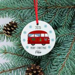 Personalised Camper Van Christmas Tree Ornament - Handmade Ceramic Decoration, Custom Travel Gift - thumbnail 3