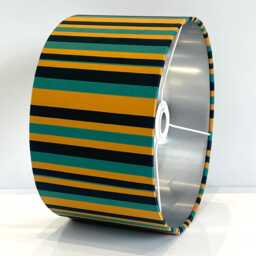 Handmade By Order Vertical Stripped Mustard Teal Black Colour Strip Velvet Drum Lamp Shade & Pendant Light All Shapes Size - thumbnail 3