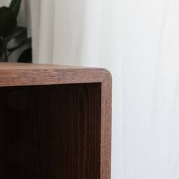 Claremont -- Solid Oak Record Player Stand Walnut Stained Vinyl Storage Cabinet - thumbnail 3