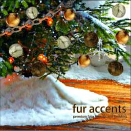 Shaggy Faux Sheepskin Christmas Tree Skirt - Plush White Fur Accent - thumbnail 2