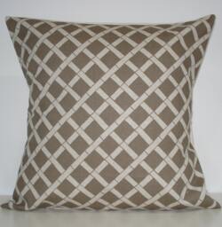 New 18x18 Inch Designer Handmade Pillow Case. Bamboo Pattern in Kelp On Linen Colored Fabric