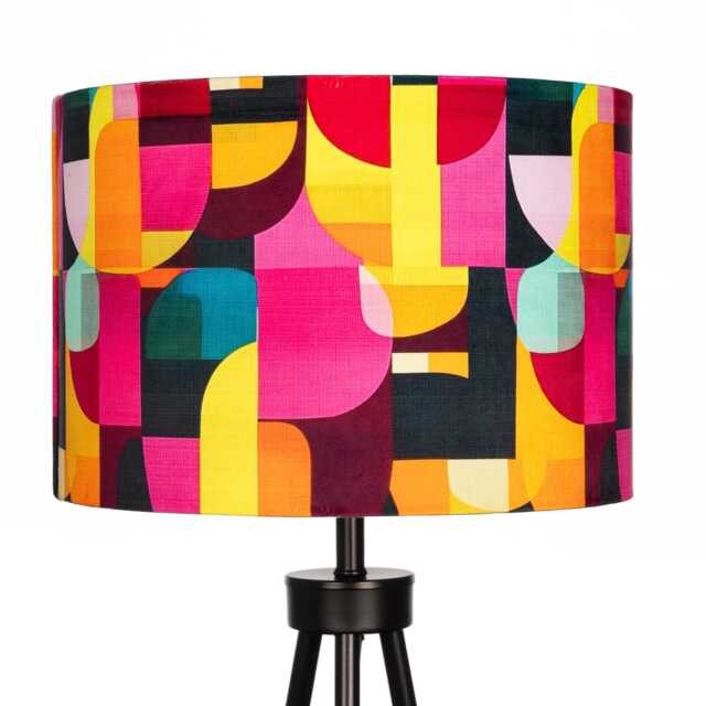 Lampshade Abstract Bright Colourful Mid Century Print Velvet - Drum Lamp Shade 25cm 30cm 35cm 40cm 45cm Table Lamp Shade, Ceiling Pendant - image 1