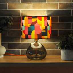 Lampshade Abstract Bright Colourful Mid Century Print Velvet - Drum Lamp Shade 25cm 30cm 35cm 40cm 45cm Table Lamp Shade, Ceiling Pendant - thumbnail 2
