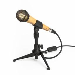 Wooden Microphone Desk Lamp - Black/Handmade Crafted Musical Singing Oak Music Home Style Interior Decor Tripod Stand