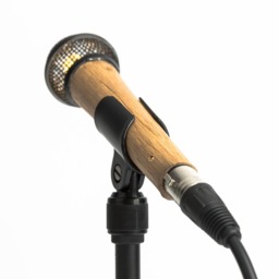 Wooden Microphone Desk Lamp - Black/Handmade Crafted Musical Singing Oak Music Home Style Interior Decor Tripod Stand - thumbnail 2