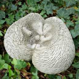 Cuddling Hedgehog Stone Statue - Outdoor Animal Decoration Garden Ornament British Wildlife Animal Gift - thumbnail 1