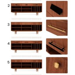 Mid-Century Sideboard, Dresser, Commode, Credenza Made Of Oak Vaneer - Teak Colour- Livlo T-S07 - thumbnail 3