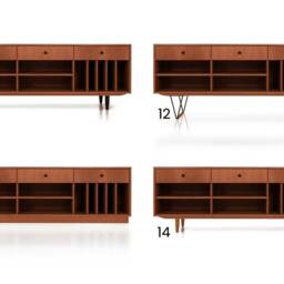 Mid-Century Sideboard, Dresser, Commode, Credenza Made Of Oak Vaneer - Teak Colour- Livlo T-S07 - thumbnail 2