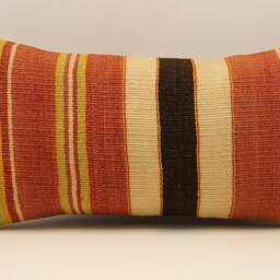 Home Decor Pillow, Bohemian Kilim Cushion, 10x20 Anatolian Coastal Tribal Nomadic Pillow Cover, 4Yef-405 - thumbnail 2