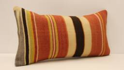 Home Decor Pillow, Bohemian Kilim Cushion, 10x20 Anatolian Coastal Tribal Nomadic Pillow Cover, 4Yef-405 - thumbnail 1