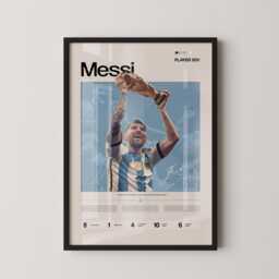 Lionel Messi World Cup Poster, Argentina Football Wall Art, Trophy Print, Soccer Champion Gift, Sports Decor - thumbnail 1