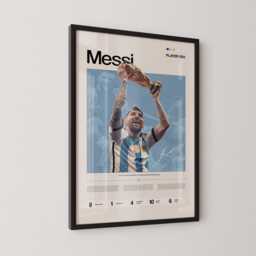 Lionel Messi World Cup Poster, Argentina Football Wall Art, Trophy Print, Soccer Champion Gift, Sports Decor - thumbnail 2