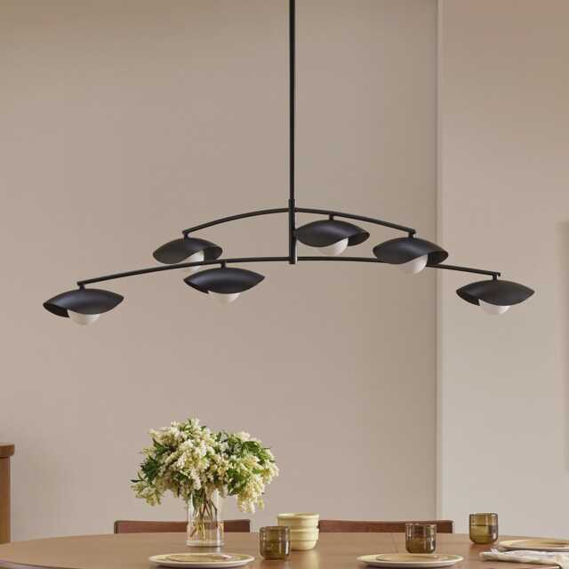 1950's Mid Century Lustre Italian Brass Chandelier 6 Light - Coy Modern Chandelier-Ceiling Fixture - image 1