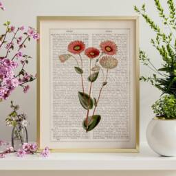 Wildflower Collage Art Print Upcycled Book Page Floral Wall - thumbnail 2