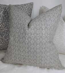 Diamond Weave Geometric Grey Woven Pillow Cover, John Lewis Loha Fabric Cushion Cover Handmade Textured Case - thumbnail 1