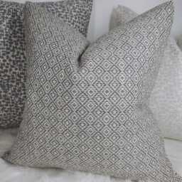Diamond Weave Geometric Grey Woven Pillow Cover, John Lewis Loha Fabric Cushion Cover Handmade Textured Case - thumbnail 3