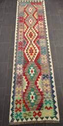 Classic Kilim Runner, Handmade Artisan Afghan Turkish Aztec Sheep Wool Runner Rug 304x78 cm - thumbnail 1