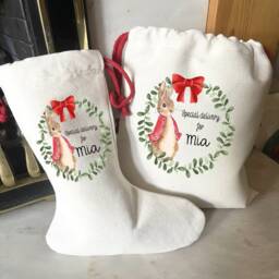 Personalised Christmas Stocking - Name Family Stockings Decorations Peter Rabbit - thumbnail 3