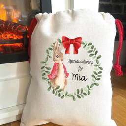 Personalised Christmas Stocking - Name Family Stockings Decorations Peter Rabbit - thumbnail 2