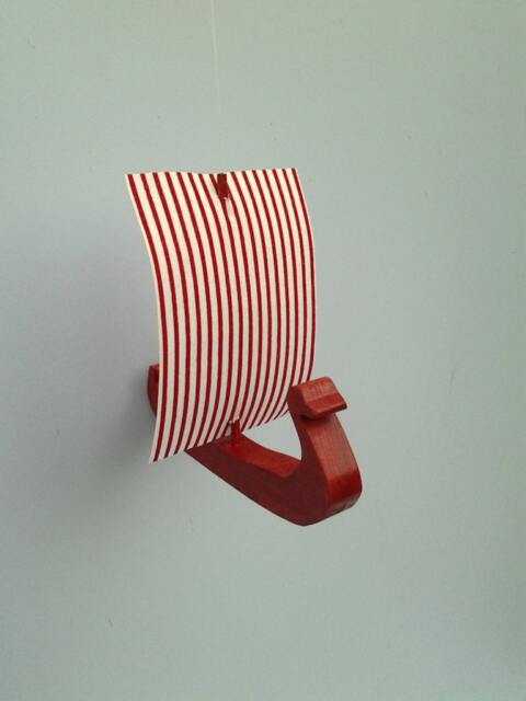 Viking Ship Ornament, Red Hull, Viking Sailing Ship, Christmas Ornament, Wood Ship, Viking, Christmas Tree Ornament, Miniature Ship, Boat - image 1