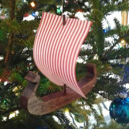 Viking Ship Ornament, Red Hull, Viking Sailing Ship, Christmas Ornament, Wood Ship, Viking, Christmas Tree Ornament, Miniature Ship, Boat - thumbnail 4