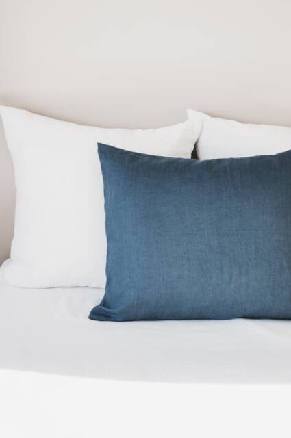 Linen Pillow Case in Classic Blue With Envelope Closure/Washed Linen Cases Dark Blue/Custom Size Shams/ - image 1