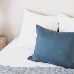 Linen Pillow Case in Classic Blue With Envelope Closure/Washed Linen Cases Dark Blue/Custom Size Shams/ - thumbnail 2