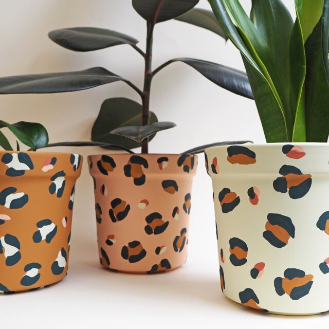 Large Leopard Print Hand Painted Plant Pot - image 1
