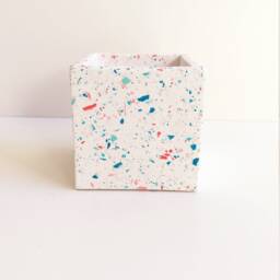 Handmade Terrazzo Plant Pot Square Jesmonite Planter, Modern Home Decor - thumbnail 2