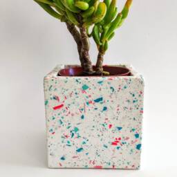 Handmade Terrazzo Plant Pot Square Jesmonite Planter, Modern Home Decor - thumbnail 3