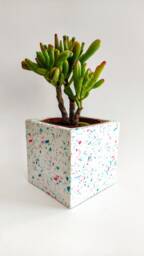 Handmade Terrazzo Plant Pot Square Jesmonite Planter, Modern Home Decor - thumbnail 1