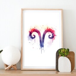 Aries Zodiac Print - Set Of 3 Posters - Watercolour Gift Astrology Paintings Star Sign Wall Art Artwork Decor For Her - thumbnail 2