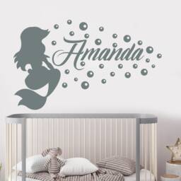 Girl Name Wall Decal - Mermaid Nautical Nursery Decor- Sticker Custom Room Decor - Ma41 - thumbnail 1